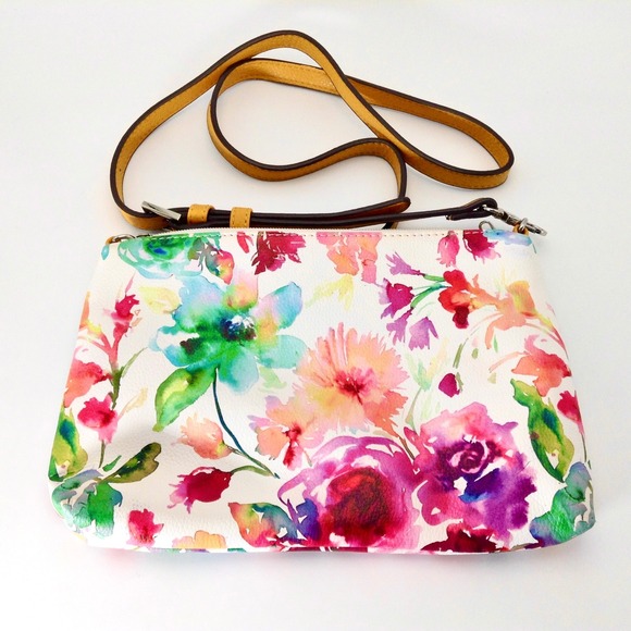 Carlos Santana Floral Crossbody Bag Watercolor Print Lightweight Travel‎ Purse - Picture 1 of 15